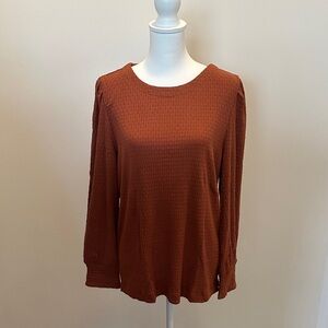 LOFT Women's Long Sleeve Top in Warm Rust